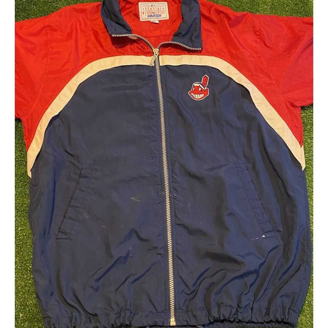 Vintage Cleveland Indians jacket mens XL blue red chief wahoo starter 1990s RK