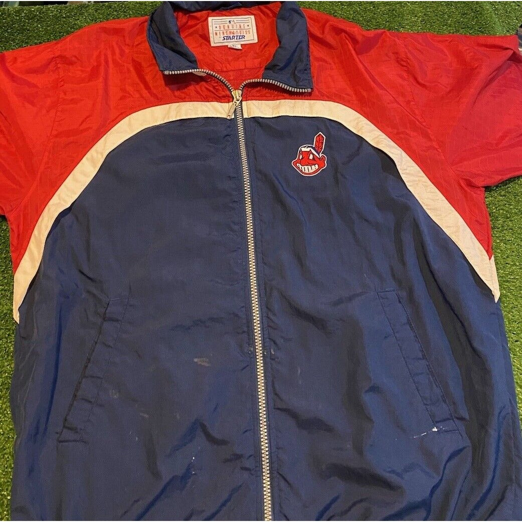 Vintage Cleveland Indians jacket mens XL blue red chief wahoo starter 1990s RK