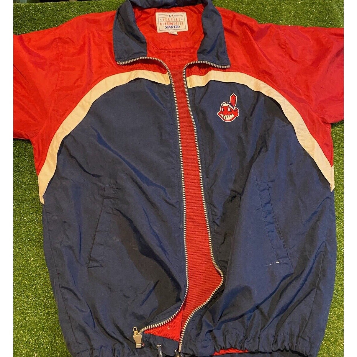 Vintage Cleveland Indians jacket mens XL blue red chief wahoo starter 1990s RK