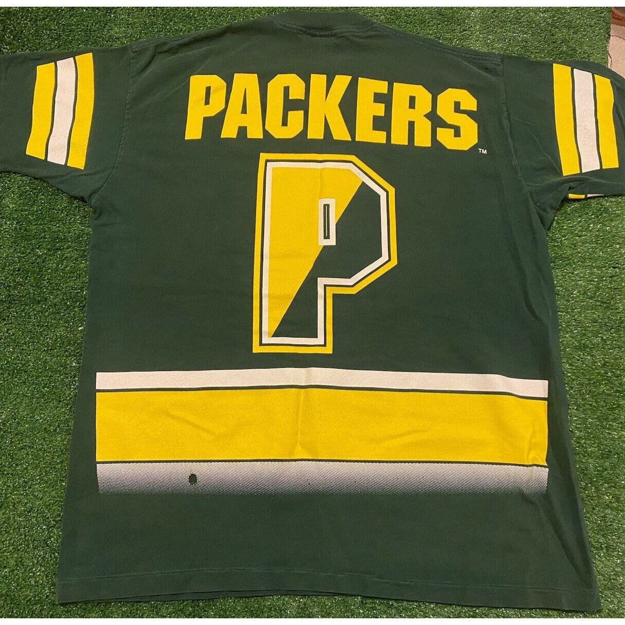 Vintage Salem Sportswear Green Bay Packers all over print t-shirt XL NFL 90s AOP