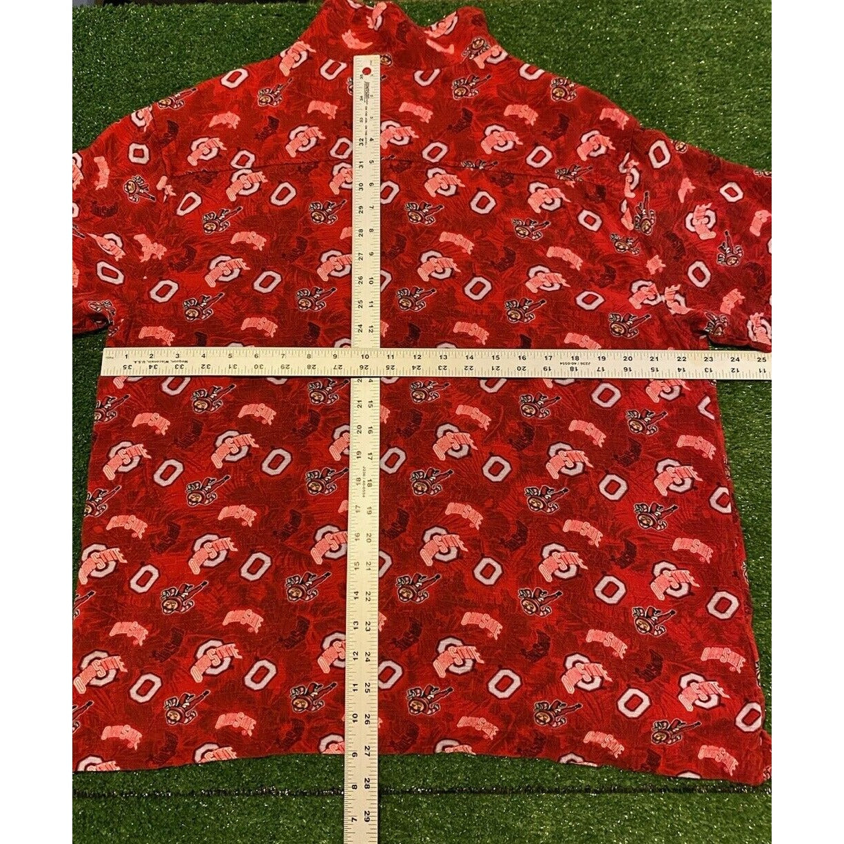 Vintage Ohio State Buckeyes shirt large all over print brutus Hawaiian mens red