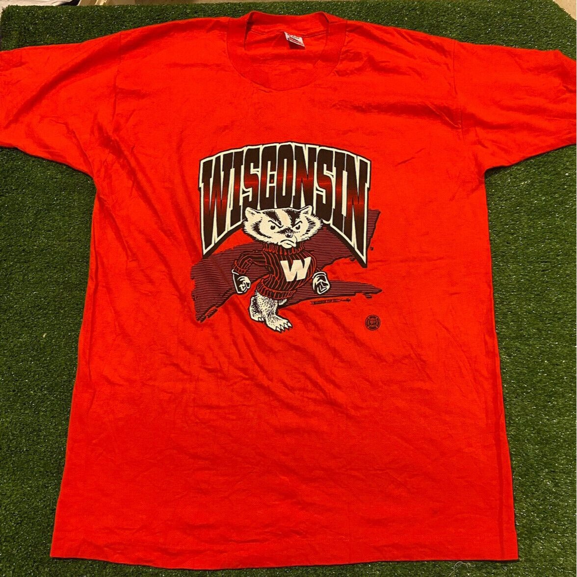 Vintage Madison Top Co. Wisconsin Badgers arch bucky t-shirt XL red 90s