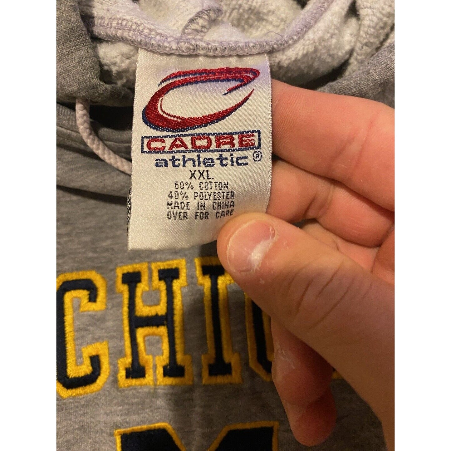 Vintage Cadre Athletic Michigan Wolverines arch hoodie sweatshirt XXL XL gray