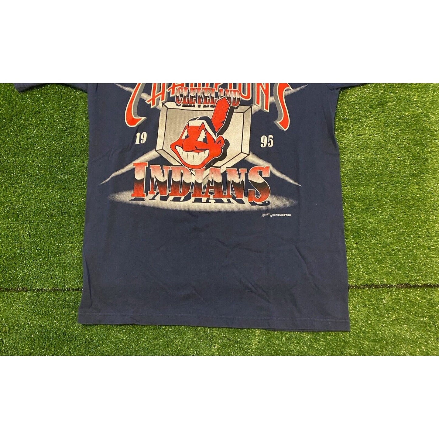Vintage Cleveland Indians tshirt medium blue adult 90s mens Chief wahoo baseball