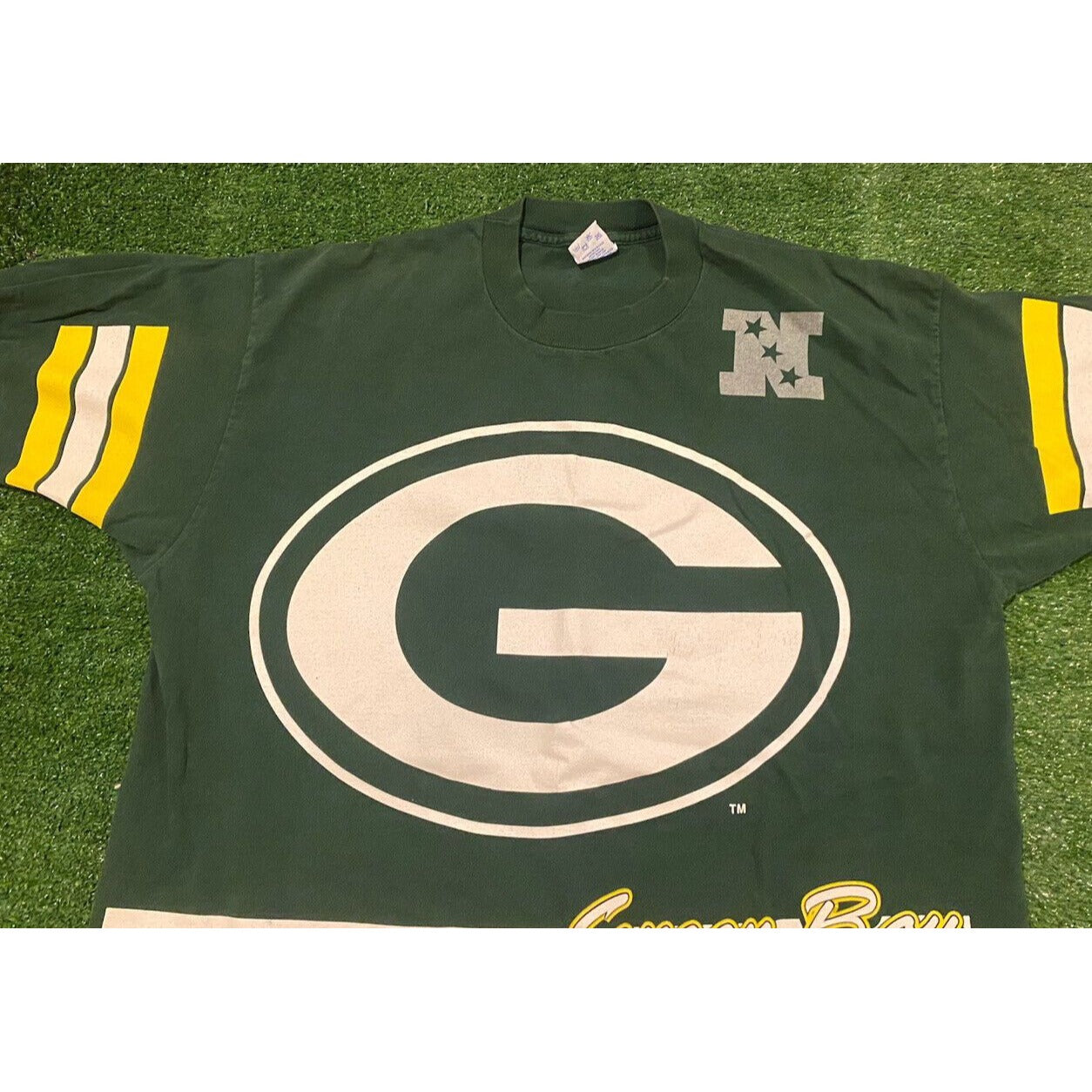 Vintage Salem Sportswear Green Bay Packers all over print t-shirt XL NFL 90s AOP