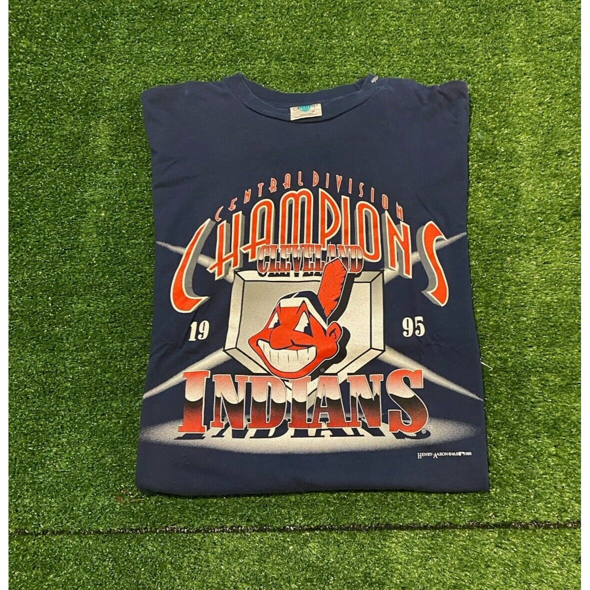 Vintage Cleveland Indians tshirt medium blue adult 90s mens Chief wahoo baseball