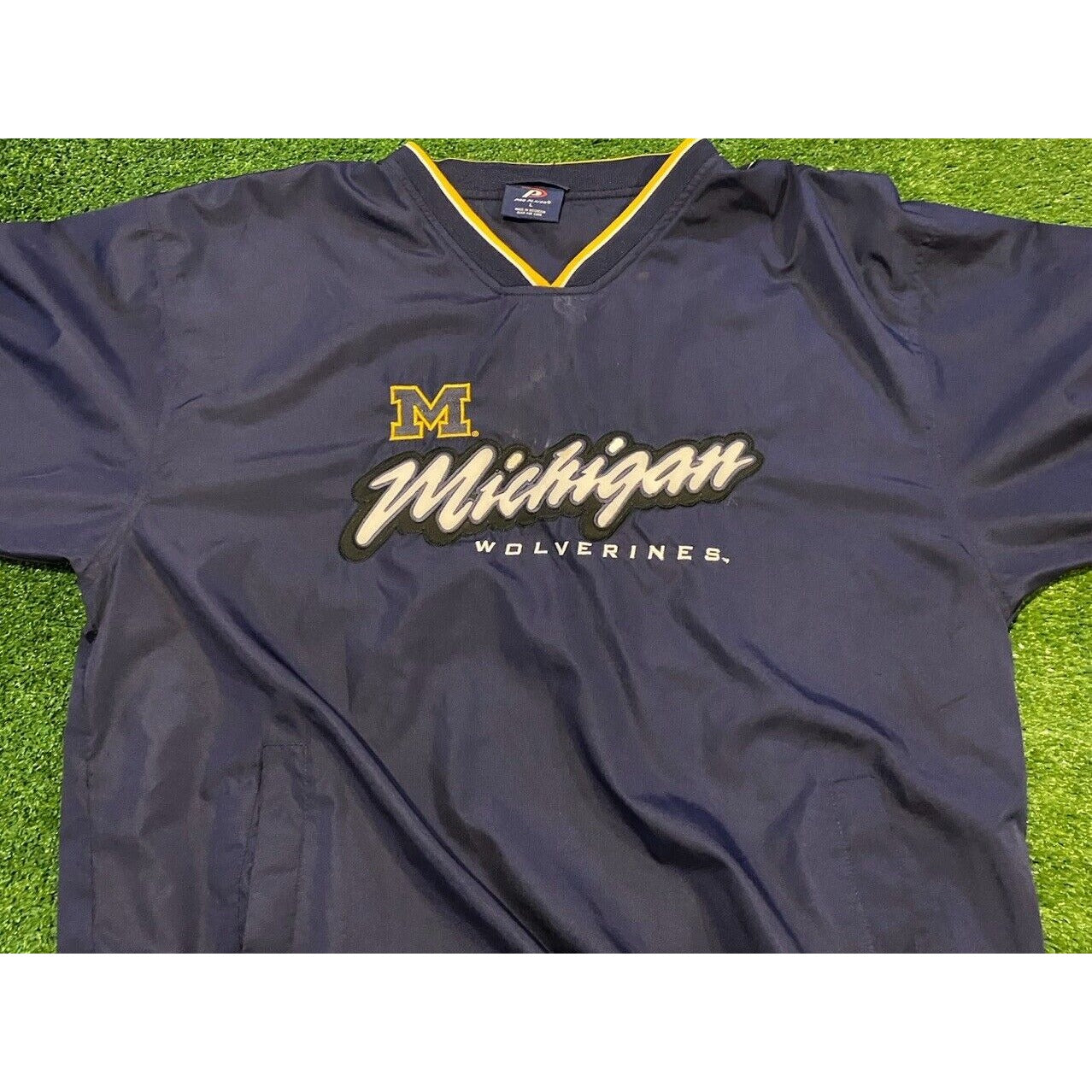 Vintage Michigan Wolverines Jacket large blue Pro Player pullover adult 90s
