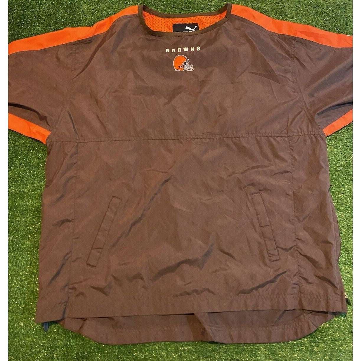 Vintage Cleveland Browns jacket mens XL orange brown pullover lightweight RK