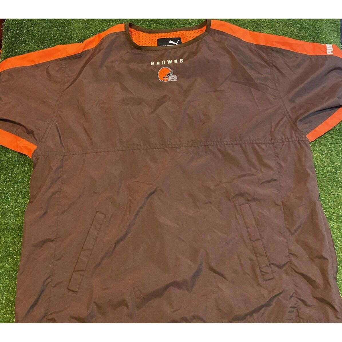 Vintage Cleveland Browns jacket mens XL orange brown pullover lightweight RK