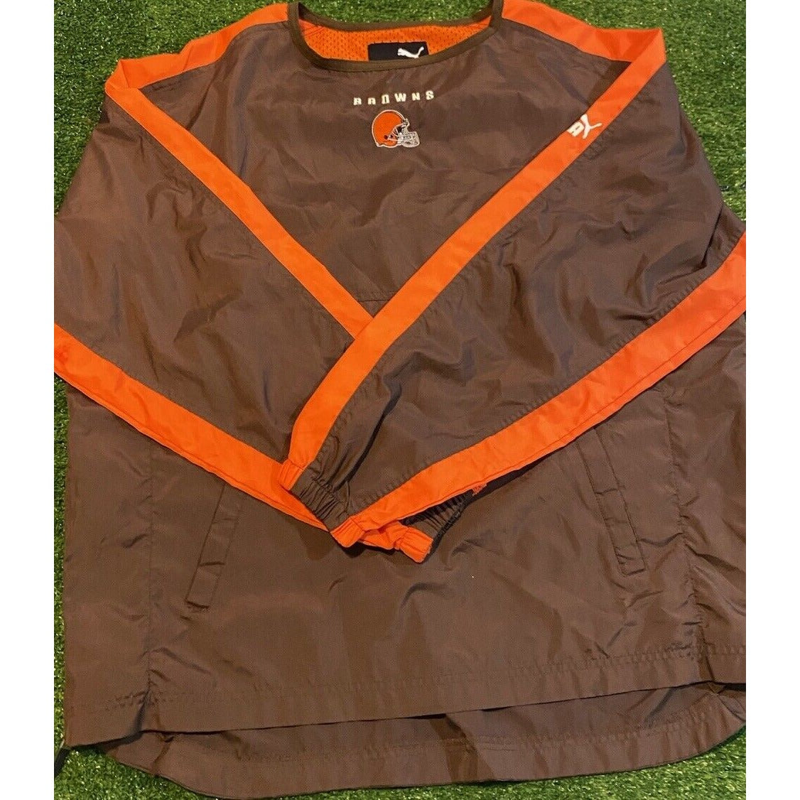 Vintage Cleveland Browns jacket mens XL orange brown pullover lightweight RK
