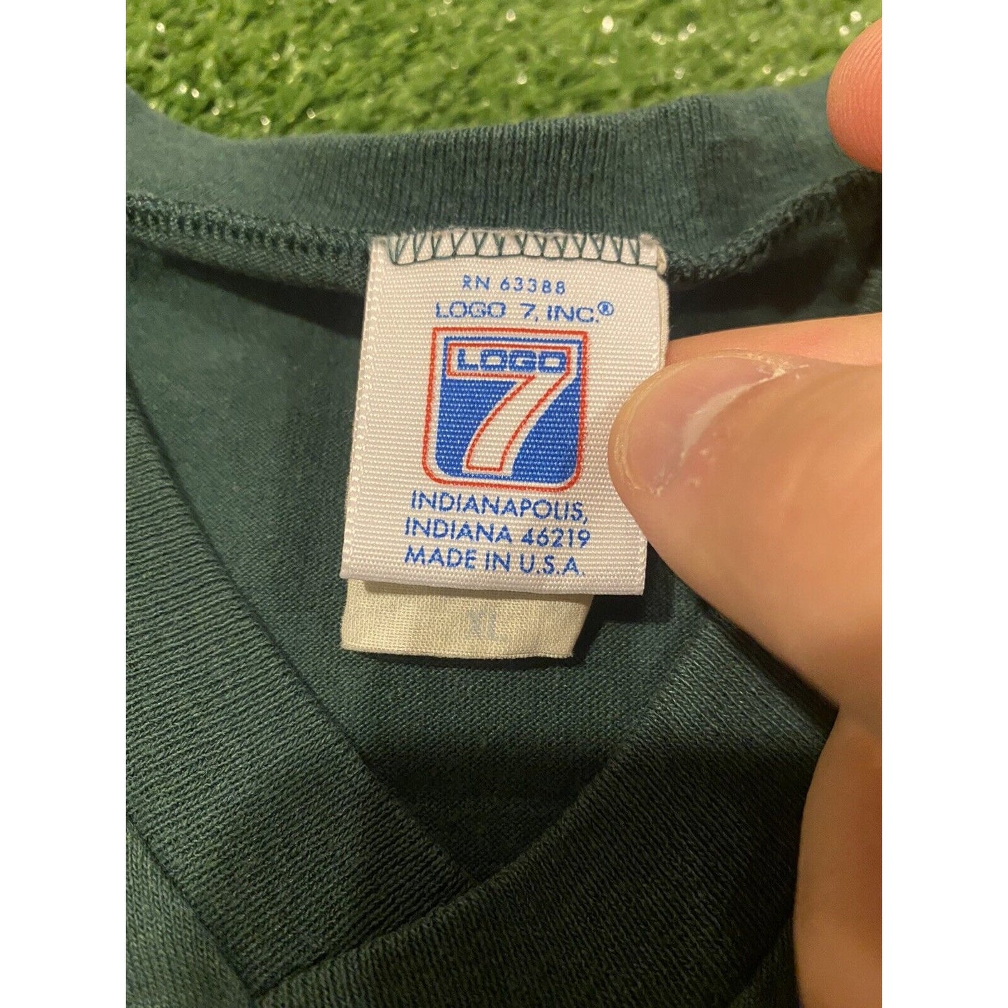 Vintage Logo 7 Green Bay Packers arch logo spell out t-shirt XL green retro