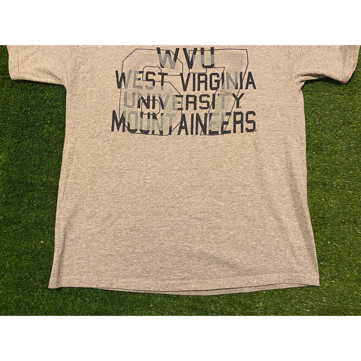 Vintage Y2K Oarsman West Virginia WVU Moutaineers spell out t-shirt large gray