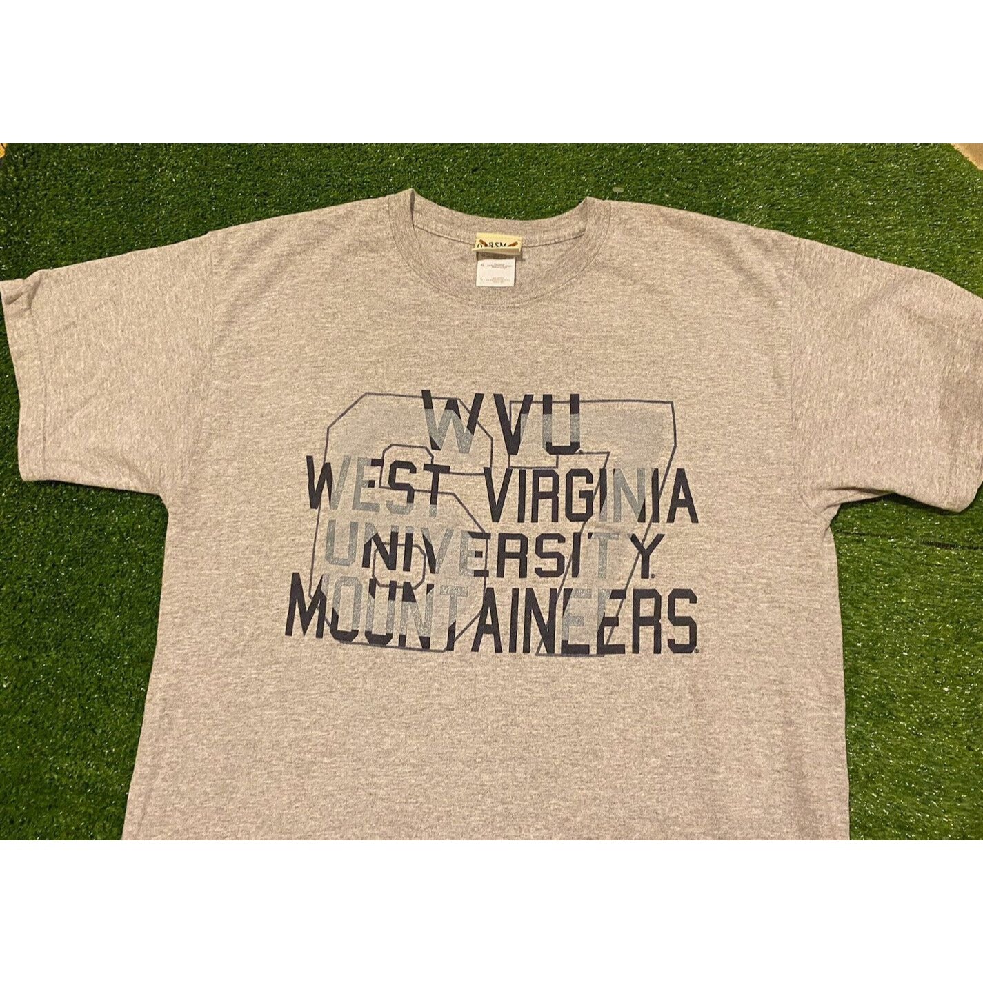 Vintage Y2K Oarsman West Virginia WVU Moutaineers spell out t-shirt large gray