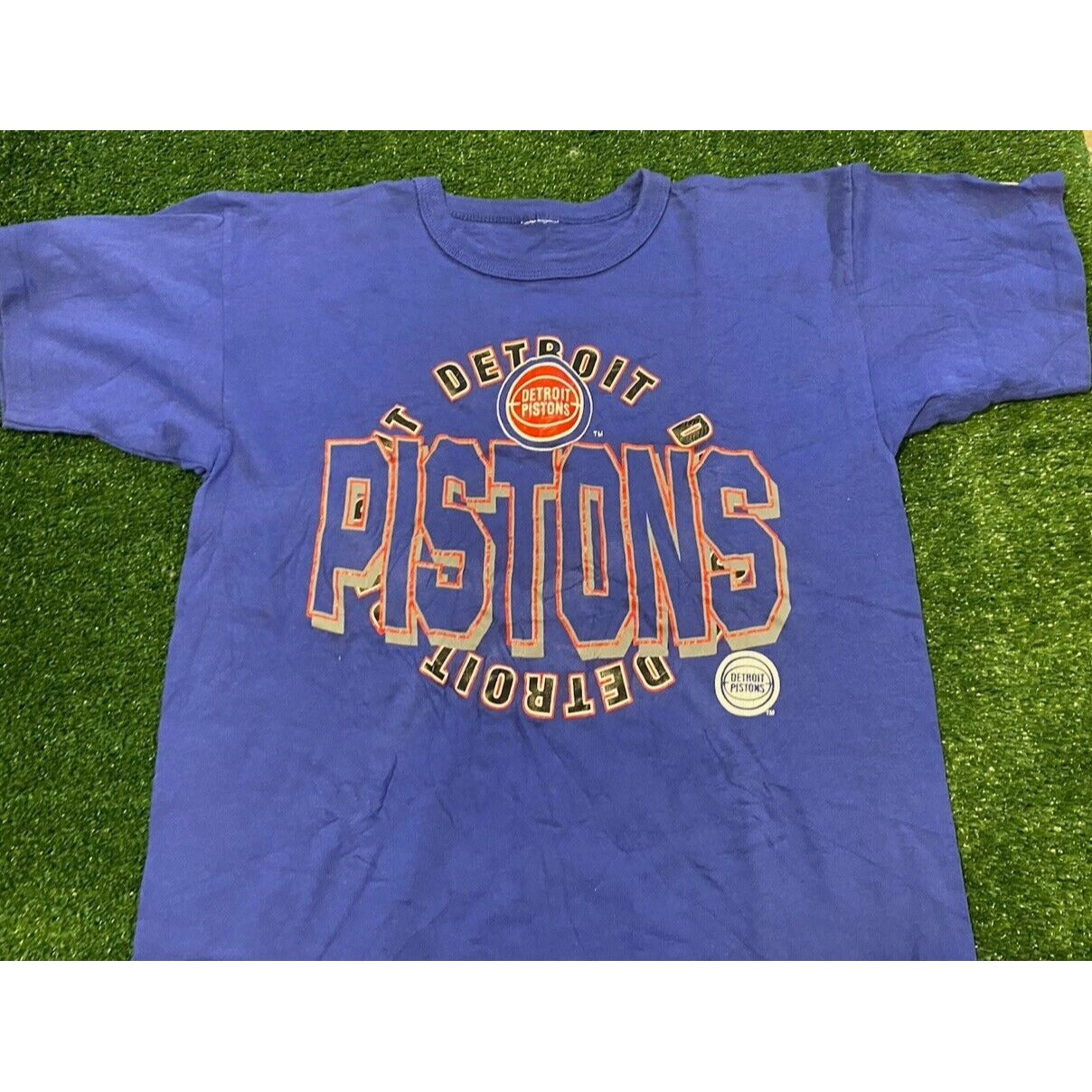 Vintage Detroit Pistons shirt large 90s Champion blue red mens Isiah Thoms adult