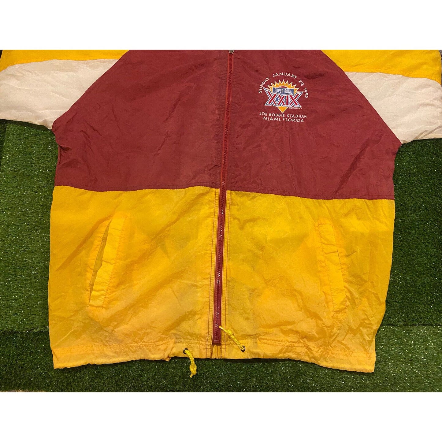 Vintage Logo 7 Super Bowl XXIX 29 zip up jacket coat SF 49ers Charger XL