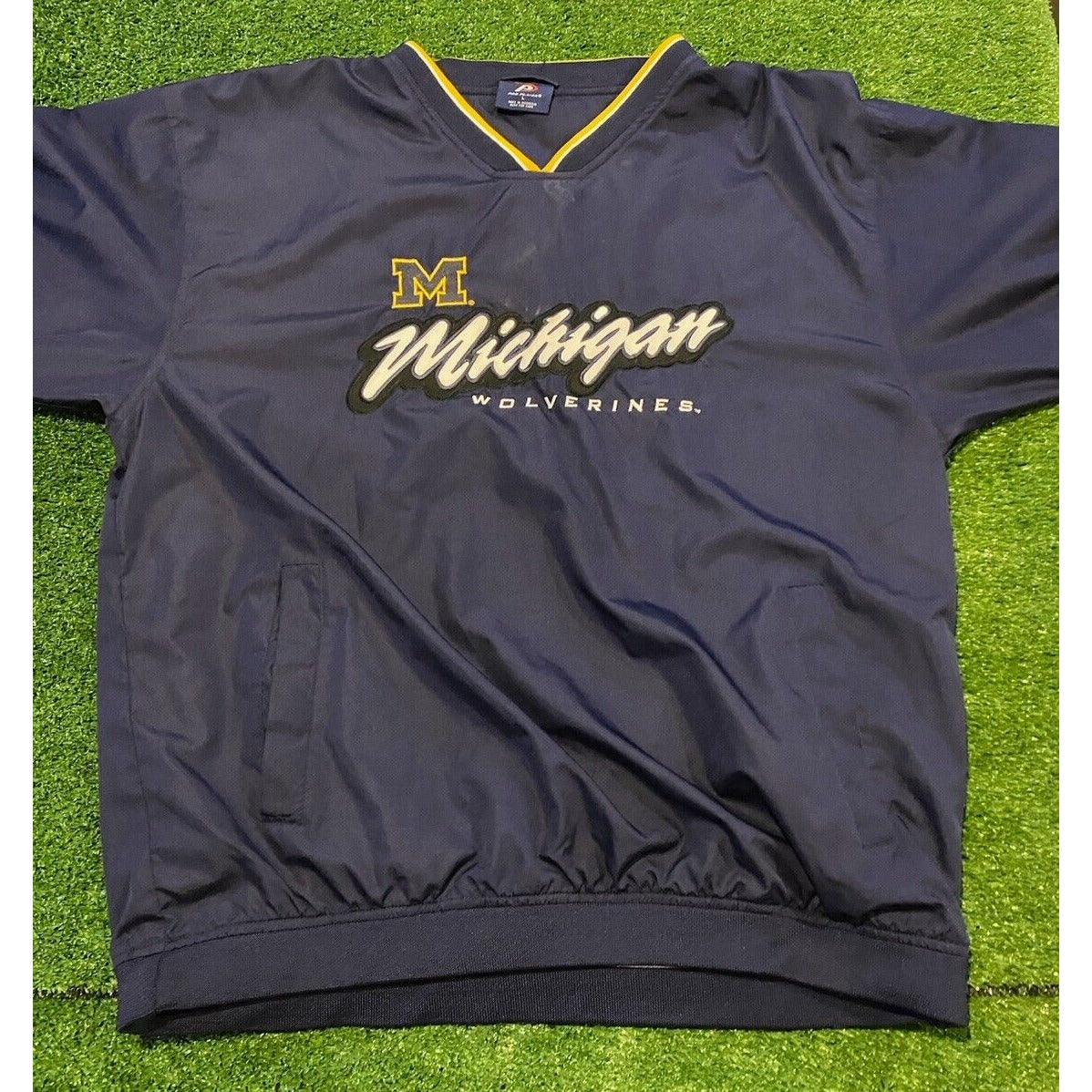 Vintage Michigan Wolverines Jacket large blue Pro Player pullover adult 90s