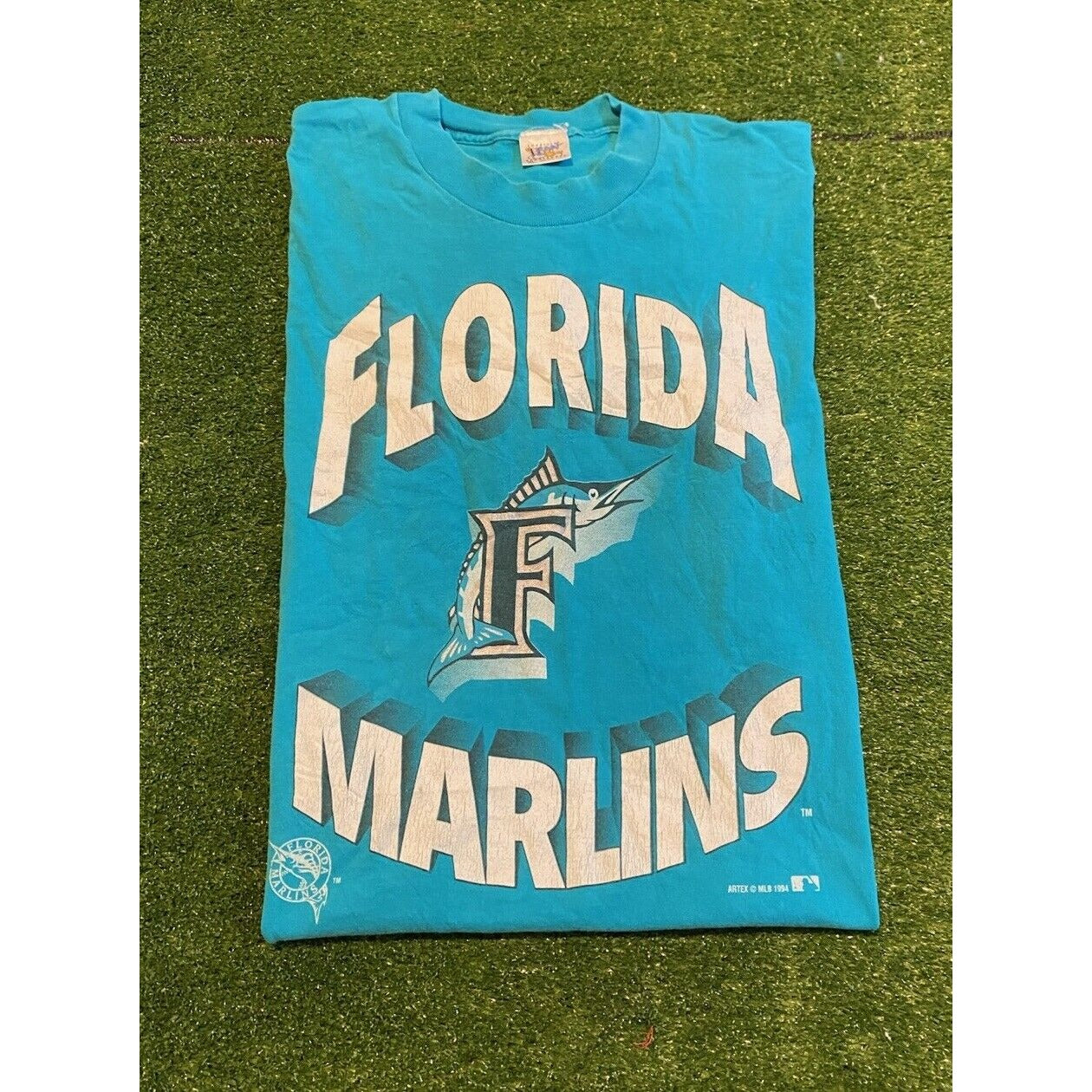 Vintage Florida Marlins shirt mens large blue black baseball mlb 1990s unisex K