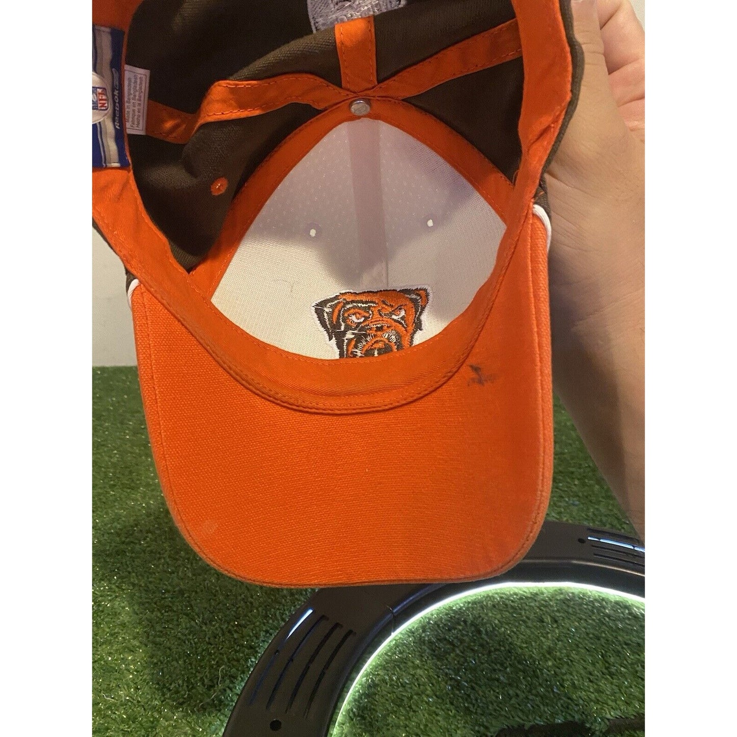 Vintage Cleveland Browns hat cap strap back Reebok dawg pound mens orange