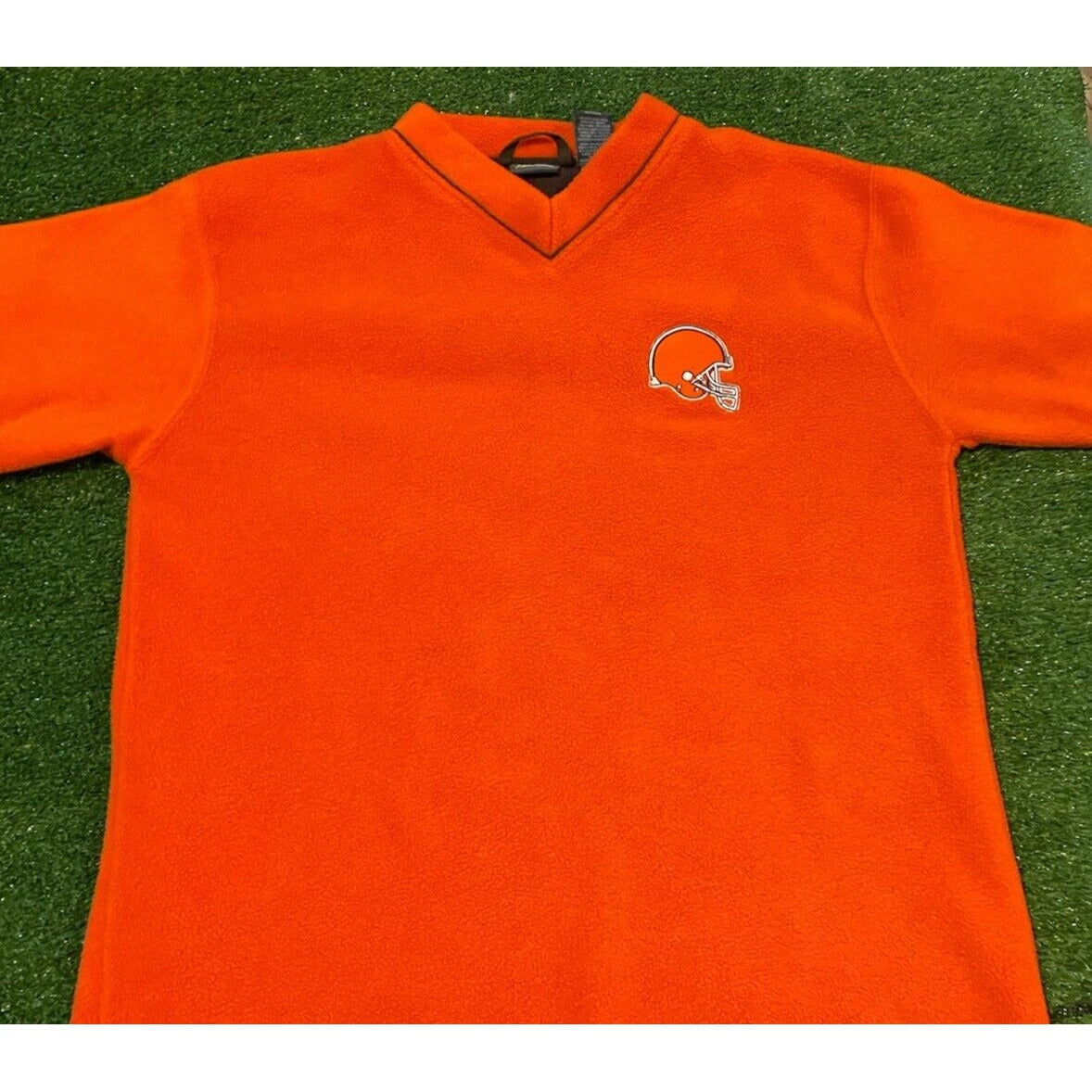 VIntage Cleveland Browns sweatshirt mens large orange v neck fleece Y2K Unisex
