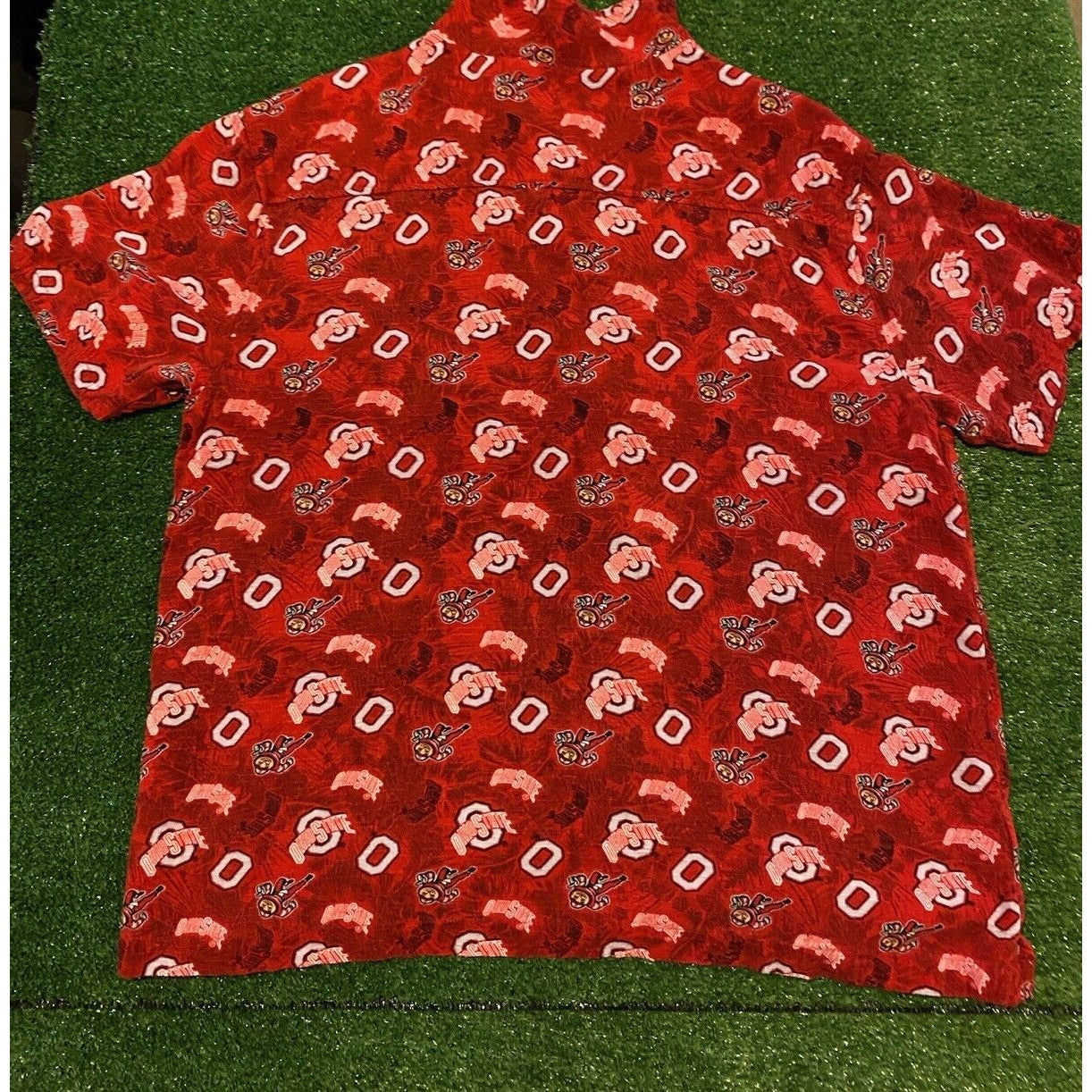 Vintage Ohio State Buckeyes shirt large all over print brutus Hawaiian mens red