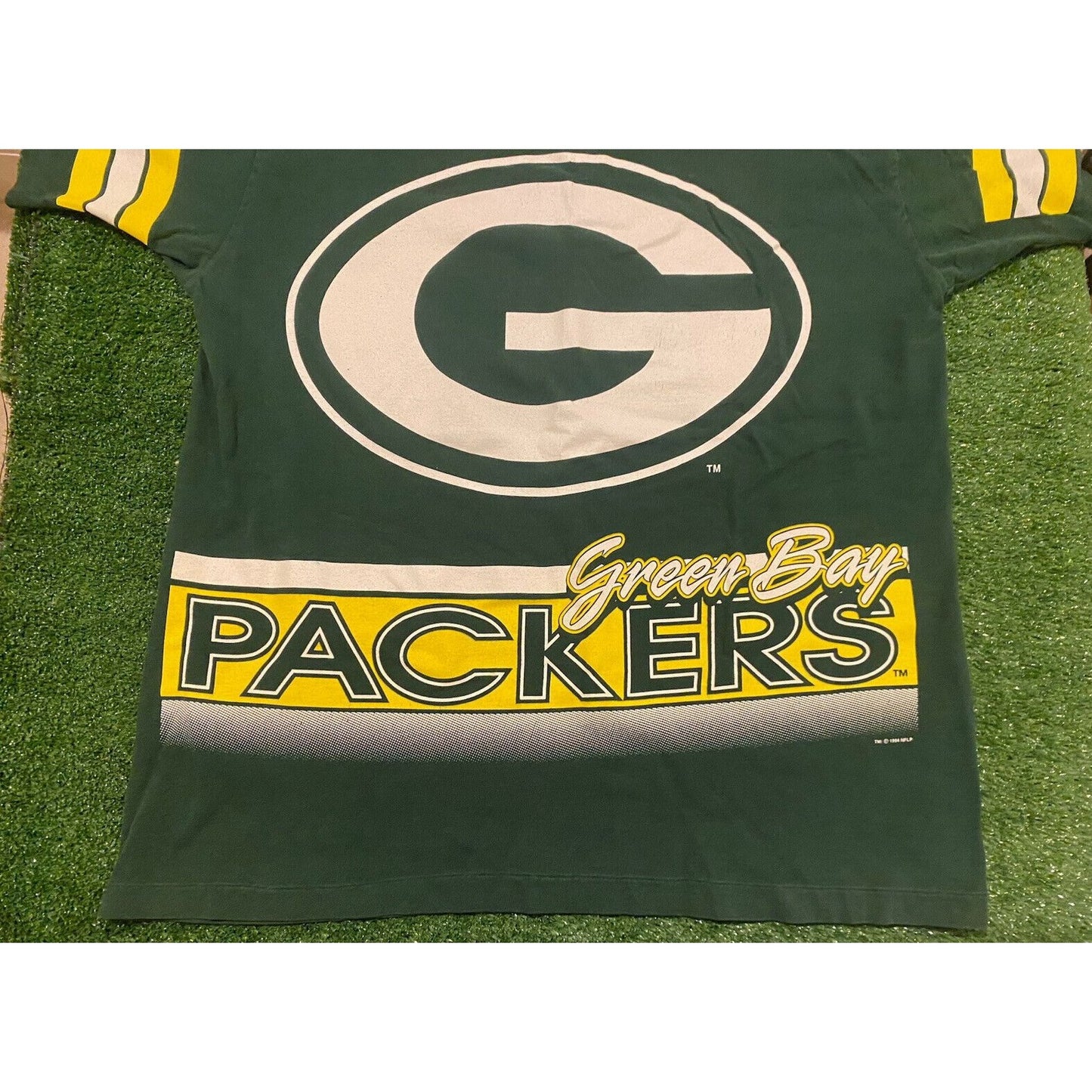 Vintage Salem Sportswear Green Bay Packers all over print t-shirt XL NFL 90s AOP