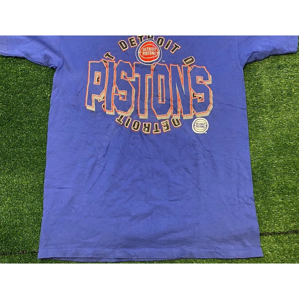 Vintage Detroit Pistons shirt large 90s Champion blue red mens Isiah Thoms adult