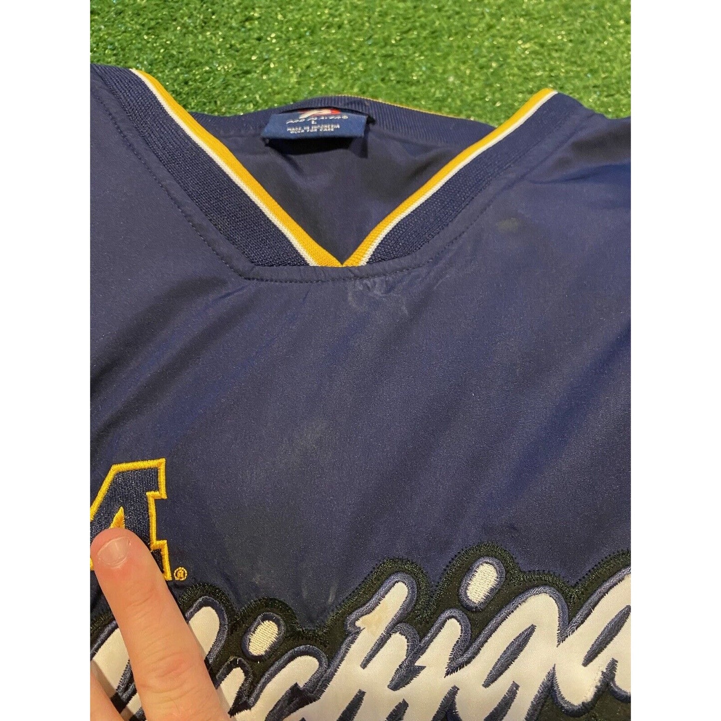 Vintage Michigan Wolverines Jacket large blue Pro Player pullover adult 90s