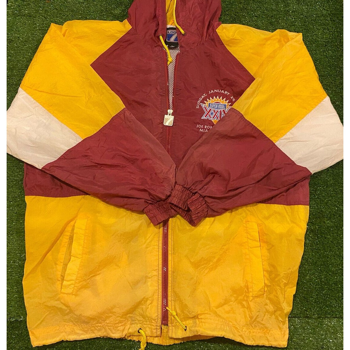 Vintage Logo 7 Super Bowl XXIX 29 zip up jacket coat SF 49ers Charger XL