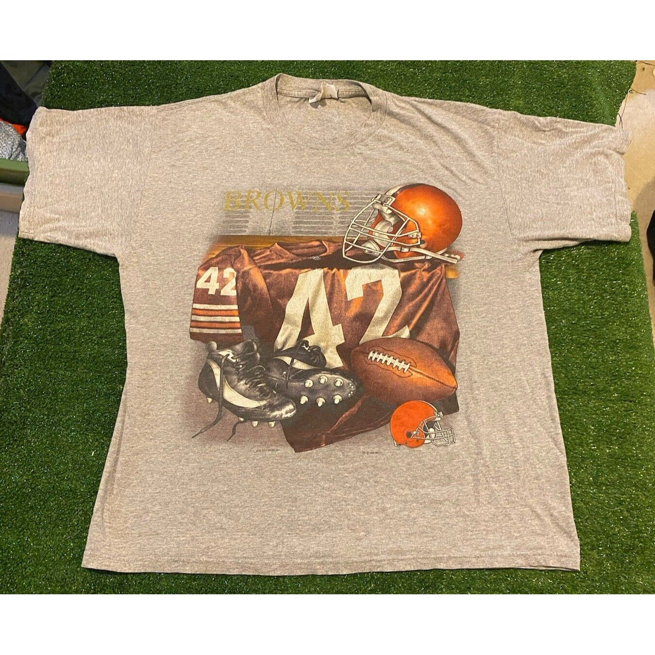 Vintage Cleveland Browns shirt mens large gray orange Y2K football CSA unisex