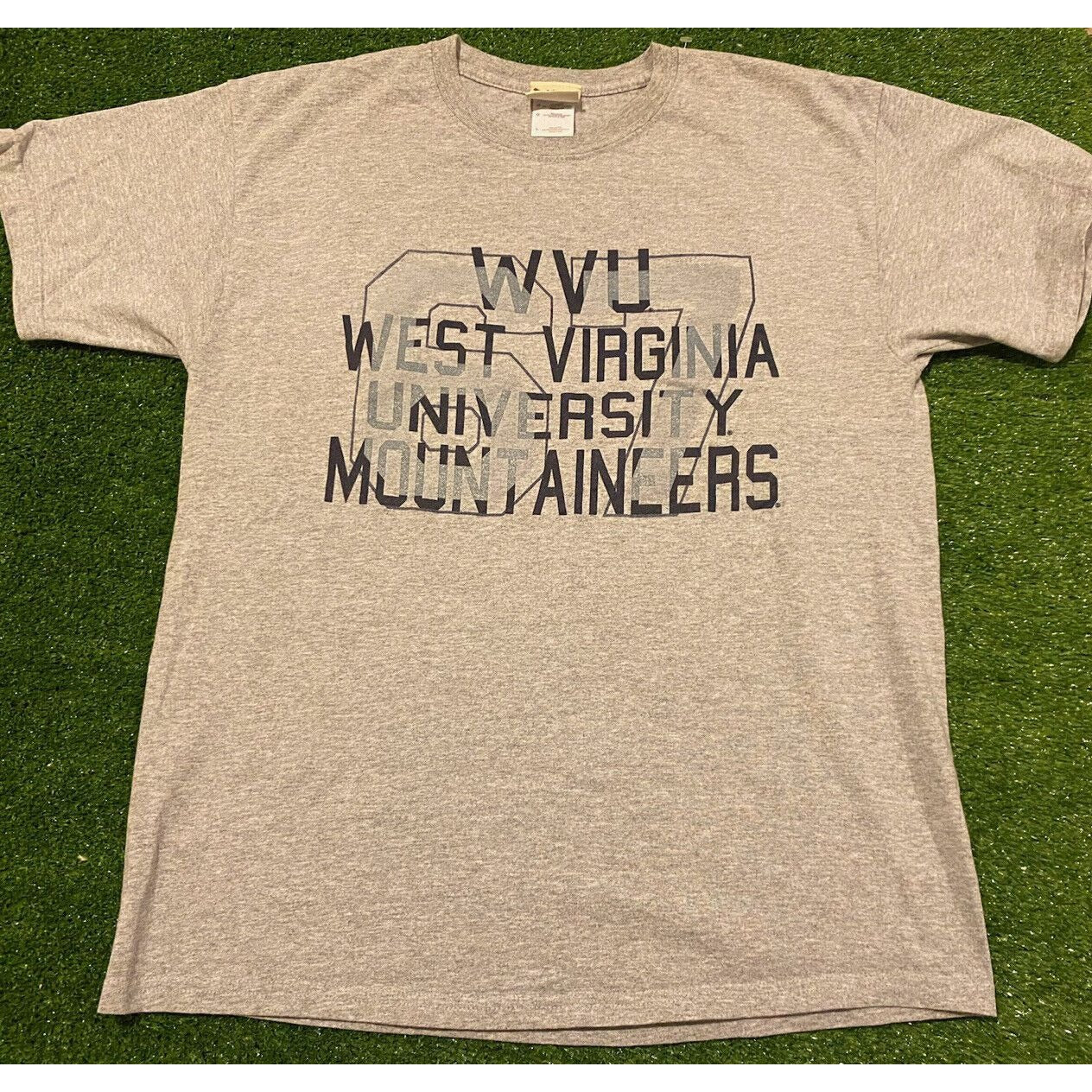 Vintage Y2K Oarsman West Virginia WVU Moutaineers spell out t-shirt large gray