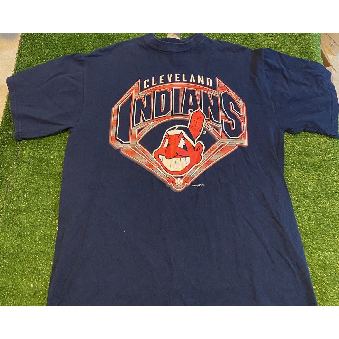Vintage Cleveland Indians shirt mens large blue red chief wahoo short sleeve RK