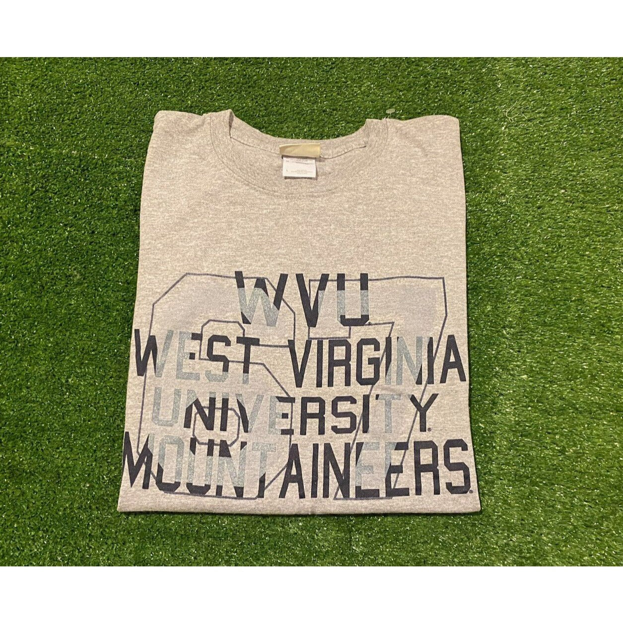 Vintage Y2K Oarsman West Virginia WVU Moutaineers spell out t-shirt large gray
