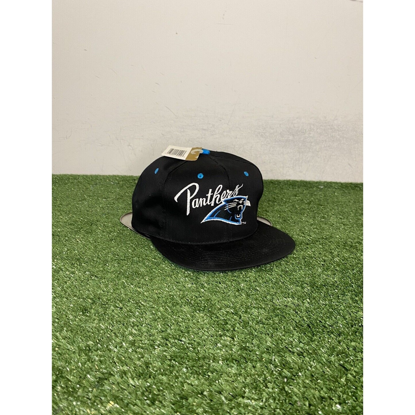 Vintage Carolina Panthers hat cap snap back black deadstock football nfl mens