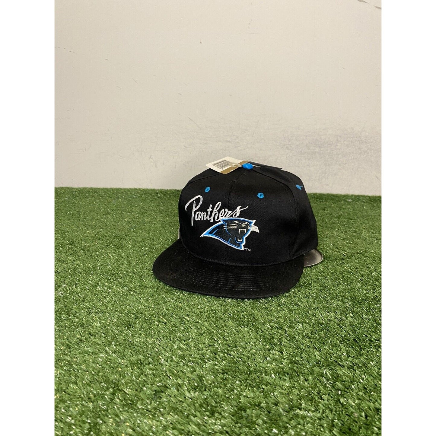 Vintage Carolina Panthers hat cap snap back black deadstock football nfl mens