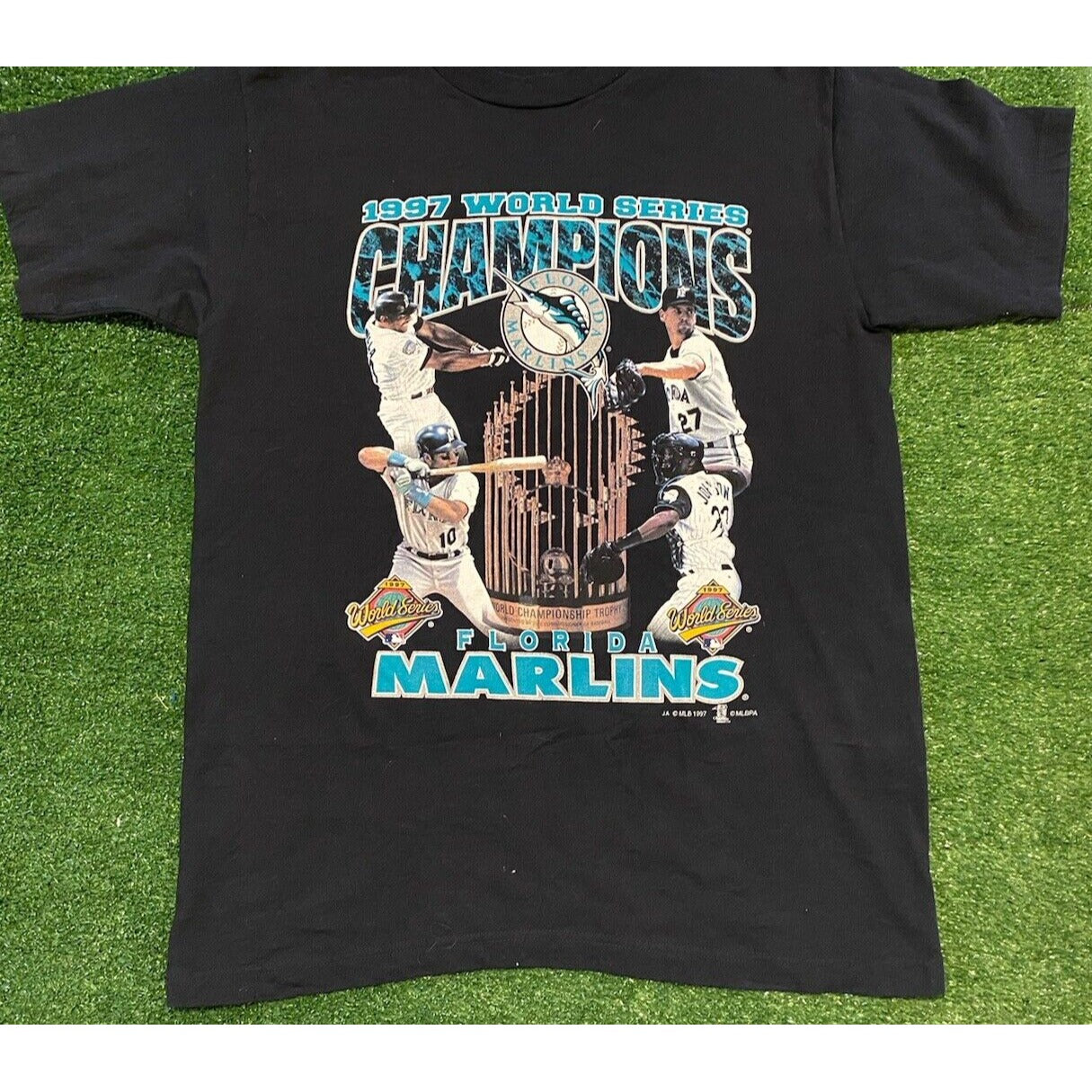 Vintage Florida Marlins shirt mens large black world series short sleeve MLB 18