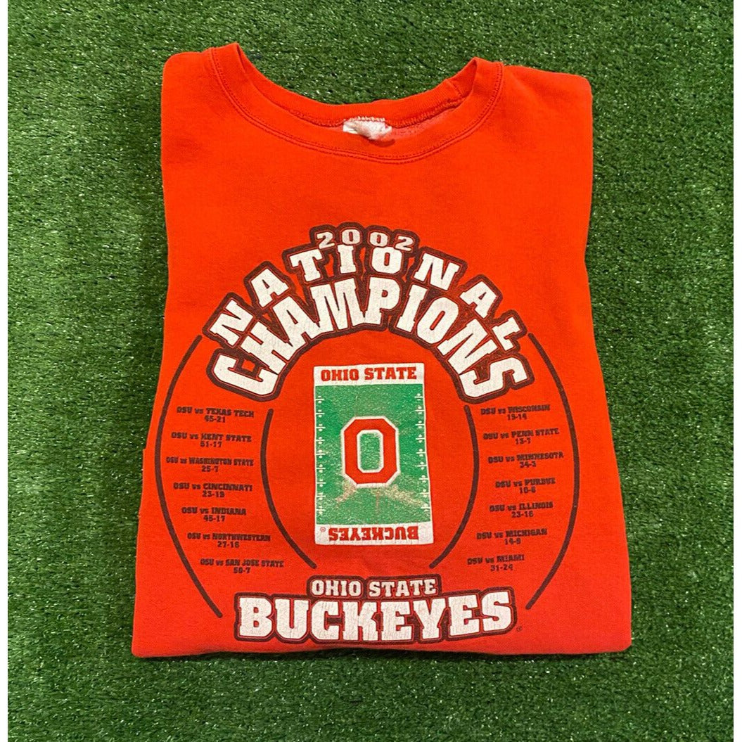 Vintage Fruit of the Loom Ohio State Buckeyes 02 National Champ crewneck large