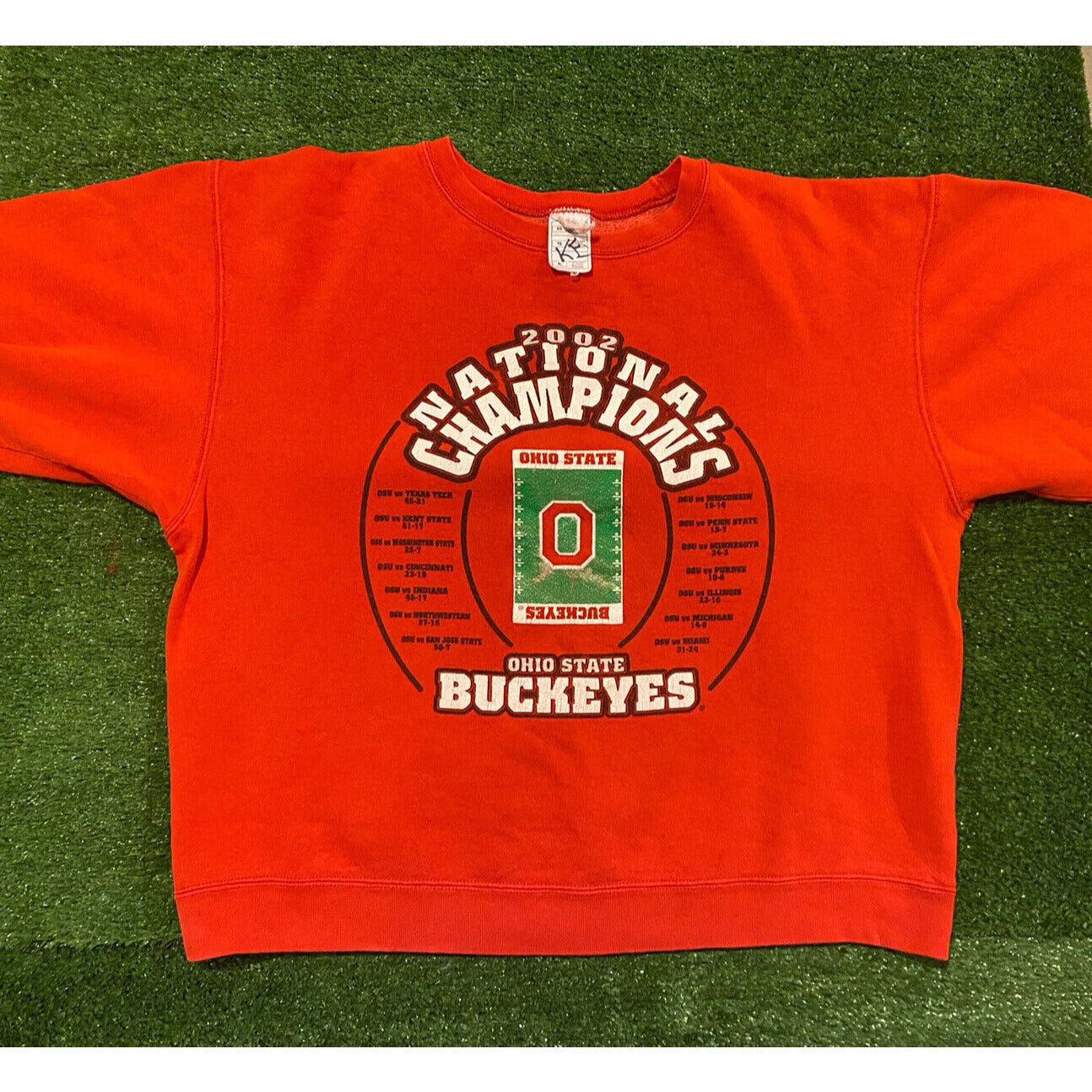 Vintage Fruit of the Loom Ohio State Buckeyes 02 National Champ crewneck large