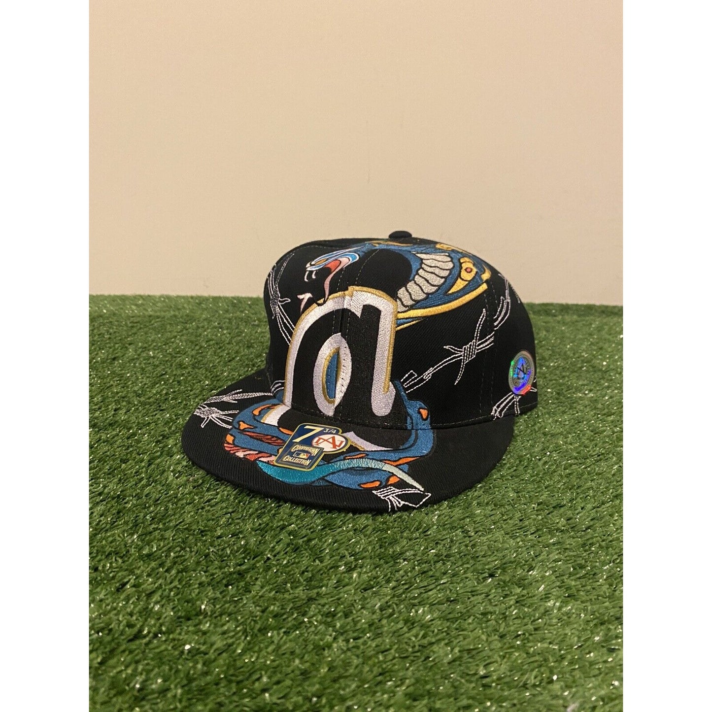 Vintage American Needle Atlanta Braves all over print fitted hat 7 3/4 wool NWT