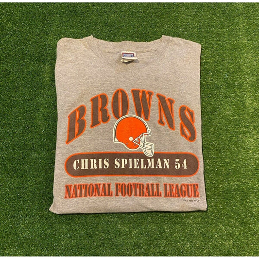 Vintage Cleveland Browns tshirt extra large Chris Spielman gray 90s adult mens