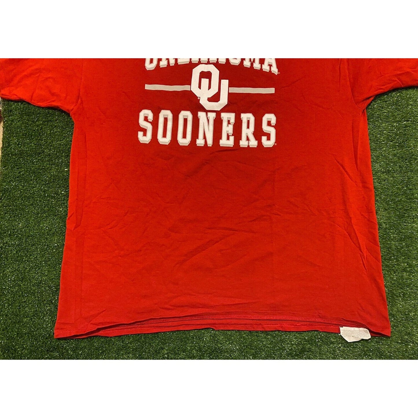 Retro Y2K Oklahoma OU Sooners split bar arch t-shirt XL NWOT crimson