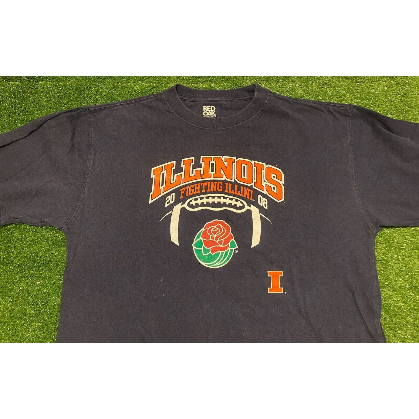 Retro Illinois Fighting Illini Football 2008 Rose Bowl t-shirt large Red Oak Y2k