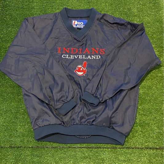 Vintage Cleveland Indians jacket small pullover mens 90s Pro Player Chief Wahoo