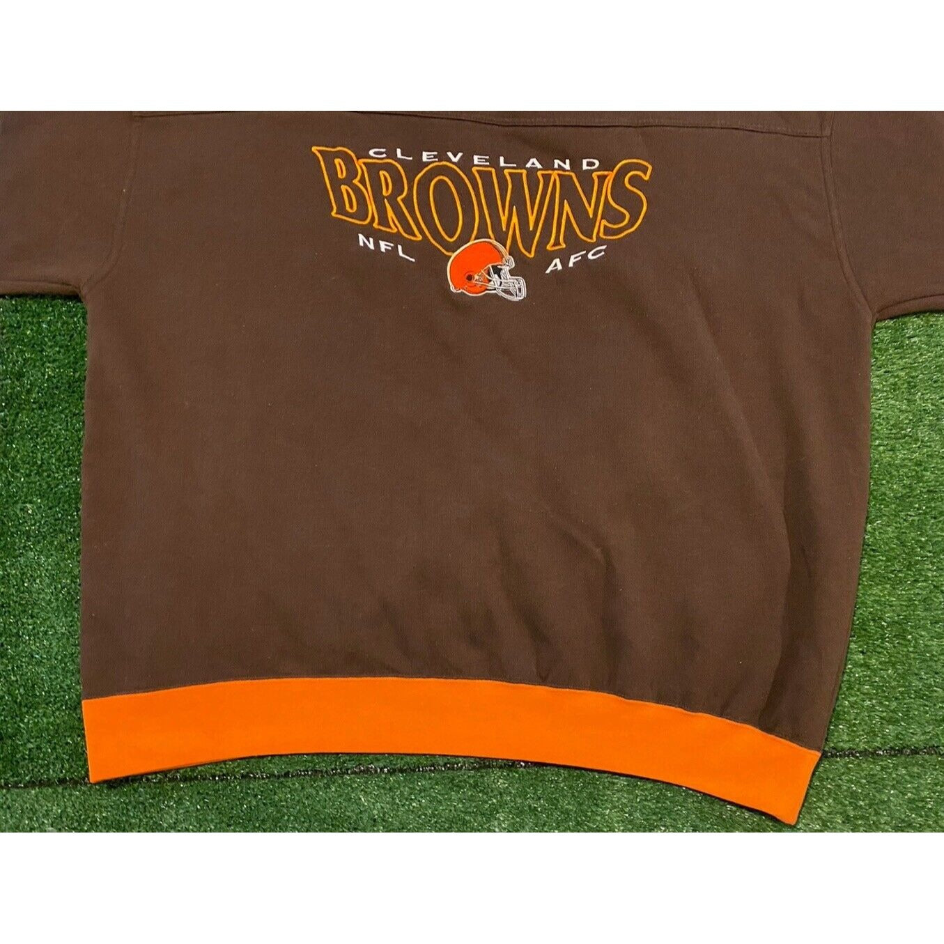 Vintage Cleveland Browns sweatshirt extra large crew neck brown orange mens Y2K