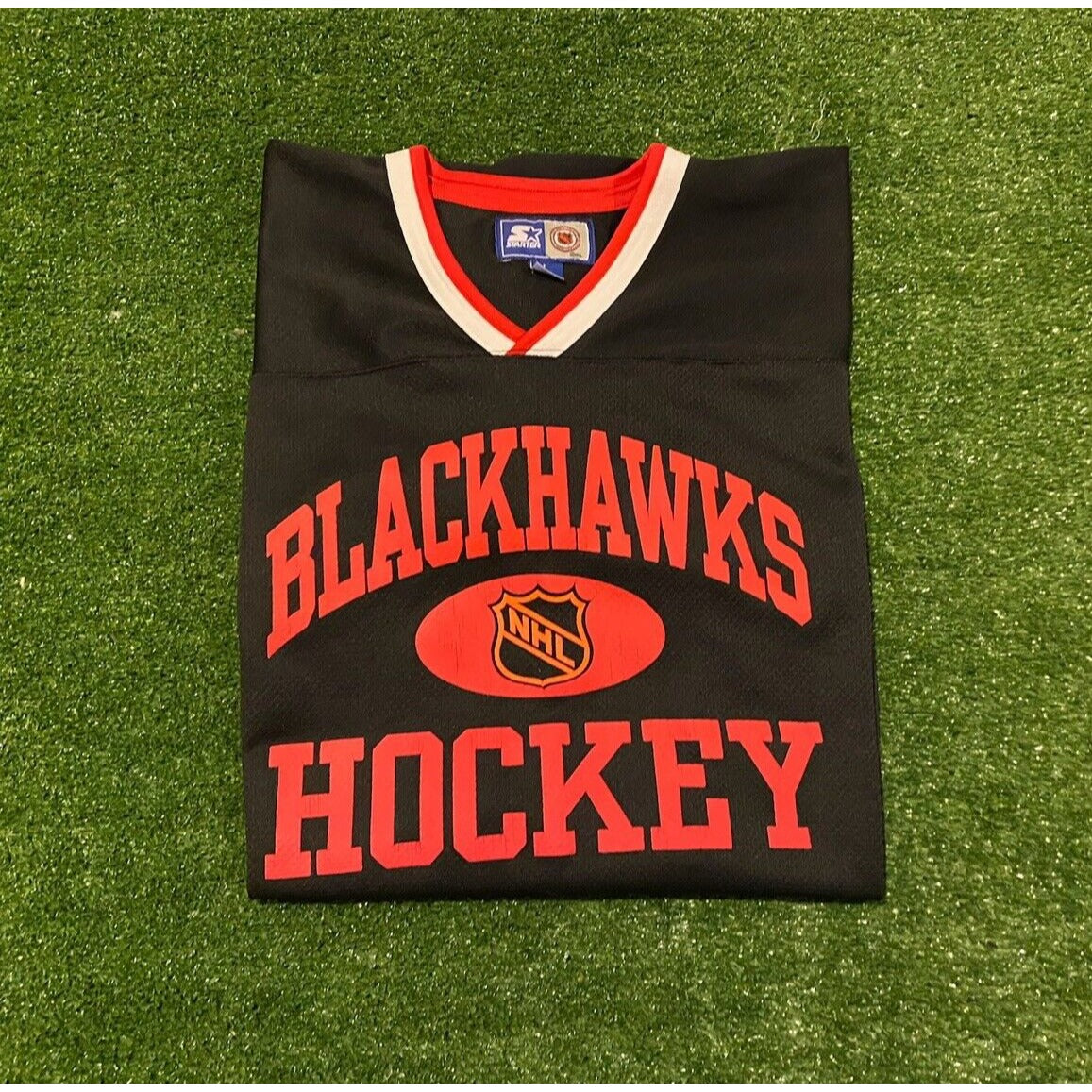 Vintage Starter 1990s Chicago Blackhawks hockey jersey sweater large NHL