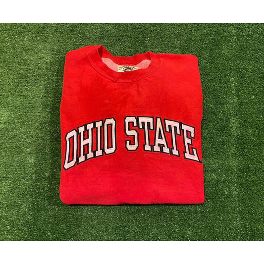Vintage Steve and Barry's Ohio State Buckeyes spell out arch crewneck red XL