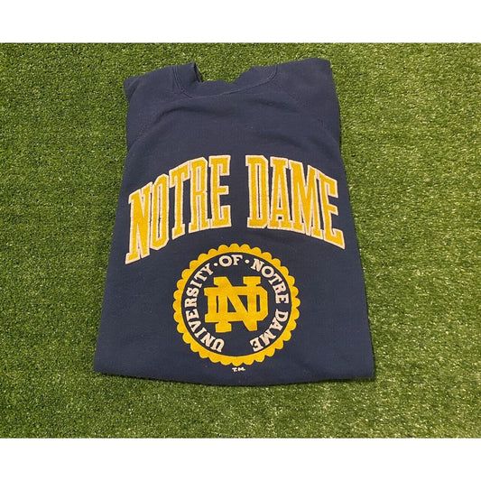 Vintage Notre Dame Fighting Irish college seal crewneck sweatshirt large retro