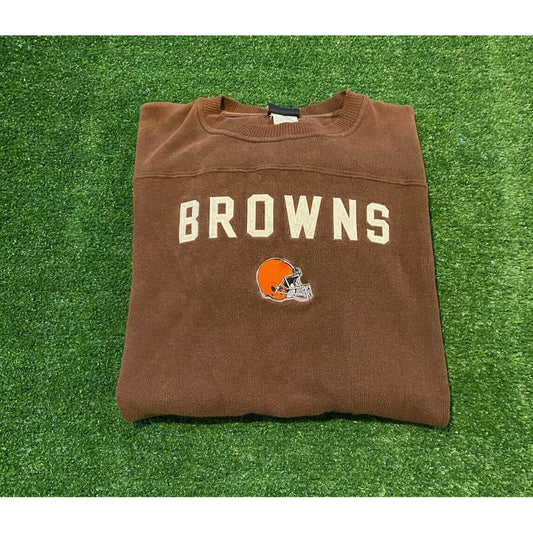 Vintage Cleveland Browns sweatshirt large adult crew neck oversize brown