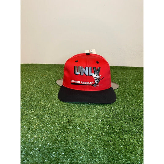 Vintage UNLV Runnin Rebels hat cap snap back new red black Twins Enterprise mens