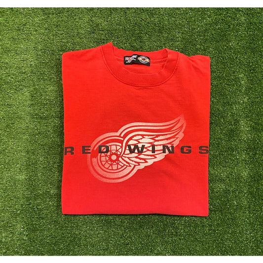 Vintage YTK CCM Detroit Red Wings shadow logo t-shirt red XL retro