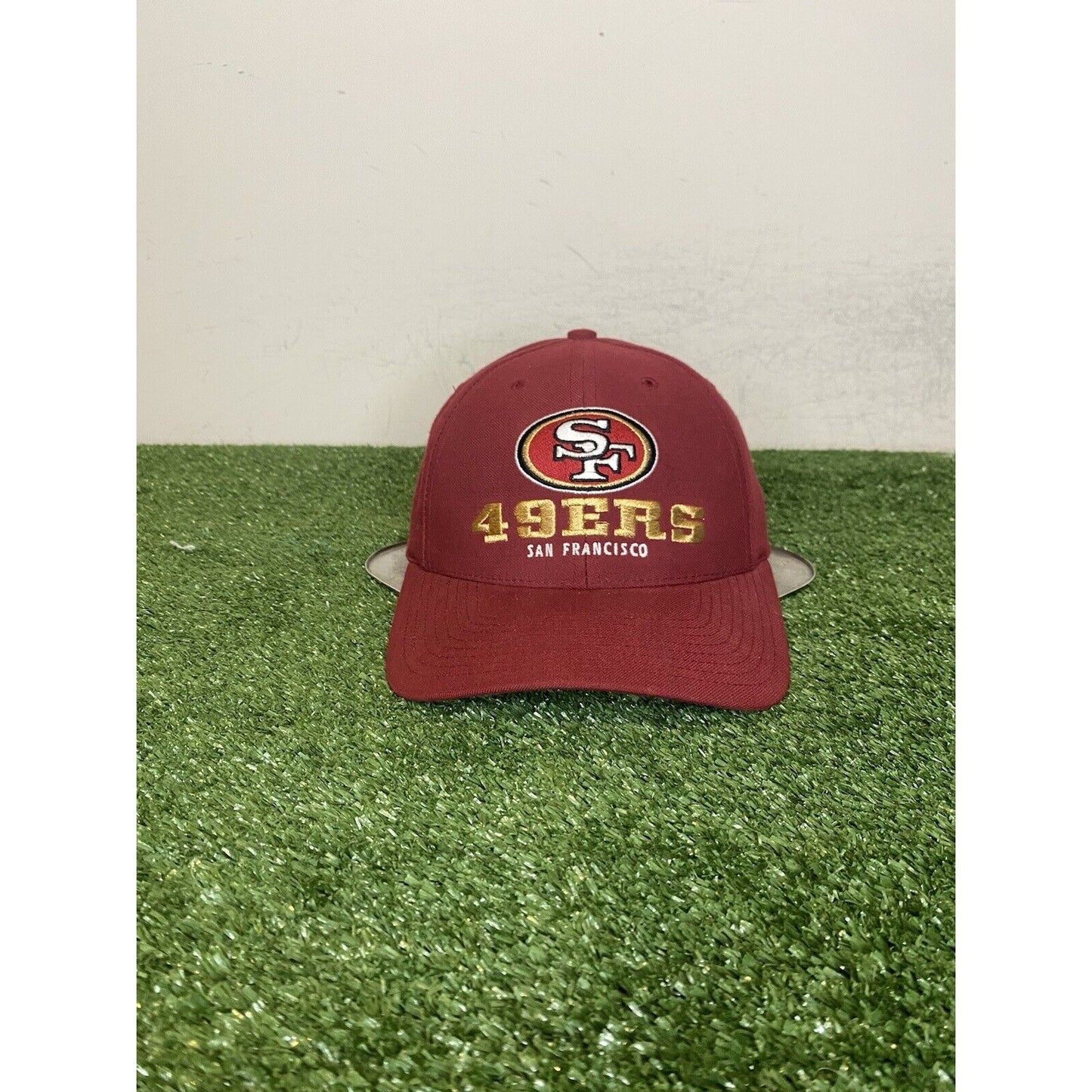 Vintage San Francisco 49ers hat cap snap back maroon wool 90s Jerry Rice NFL A